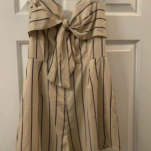Beige/Cream Striped Strapless/Halter Romper